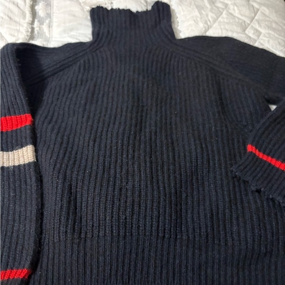 Zadig & Voltaire Zoe Wy, Navy turtleneck Sweater. Distressed edges. Wool/Yak. - Picture 11 of 16